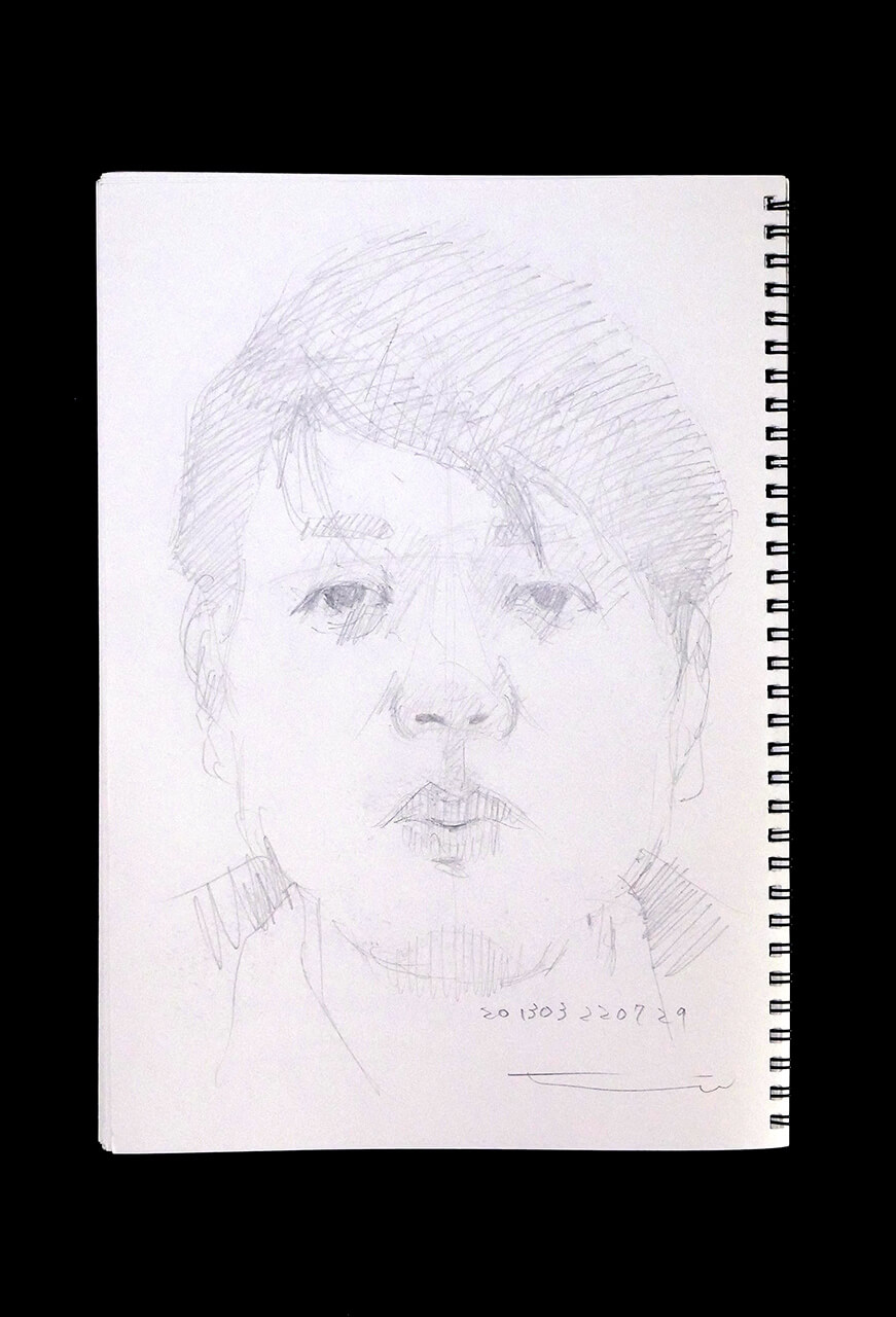 Contemporary artist SHINTAKU Tomoni's 2013/3/22 Self-portrait or pencil drawing