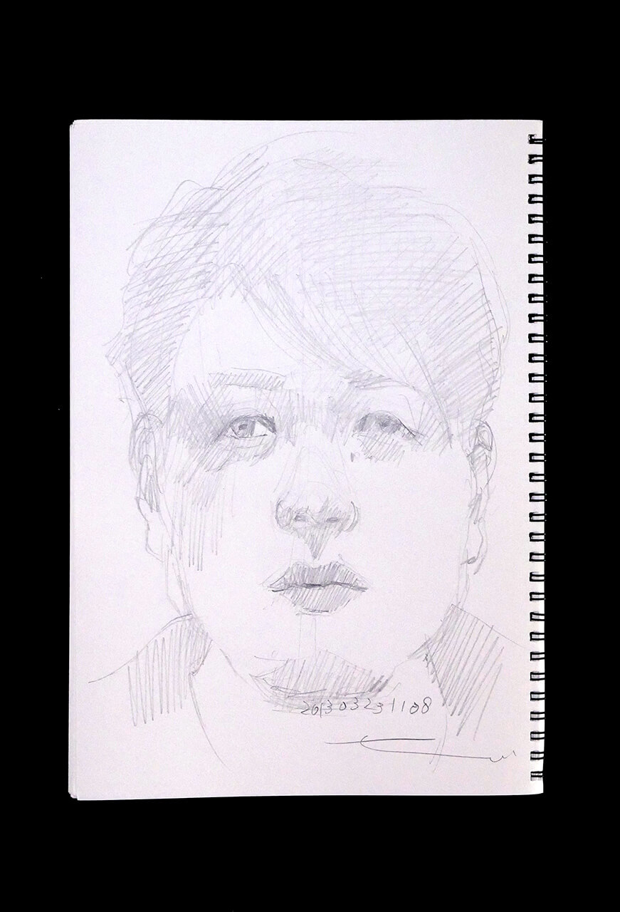 Contemporary artist SHINTAKU Tomoni's 2013/3/23 Self-portrait or pencil drawing
