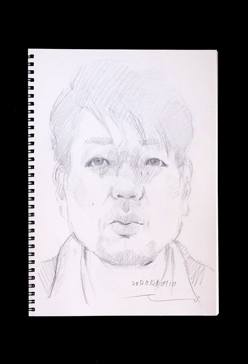 Contemporary artist SHINTAKU Tomoni's 2013/3/24 Self-portrait or pencil drawing