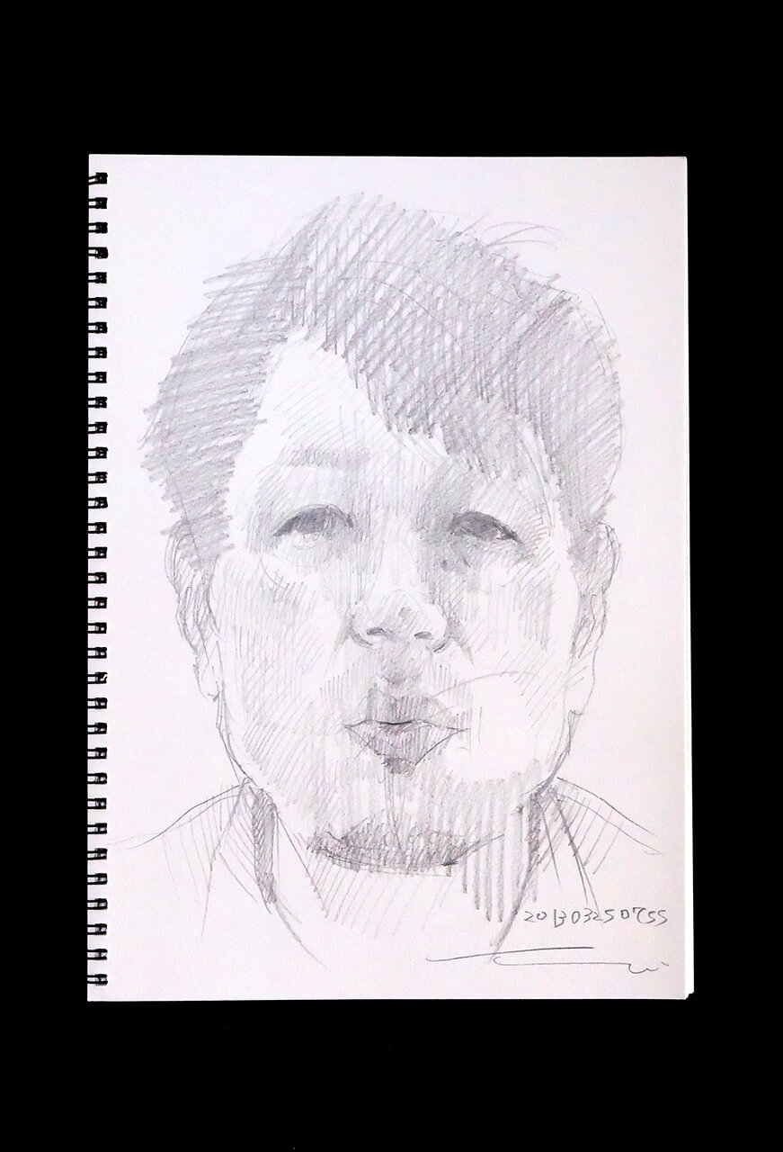 Contemporary artist SHINTAKU Tomoni's 2013/3/25 Self-portrait or pencil drawing