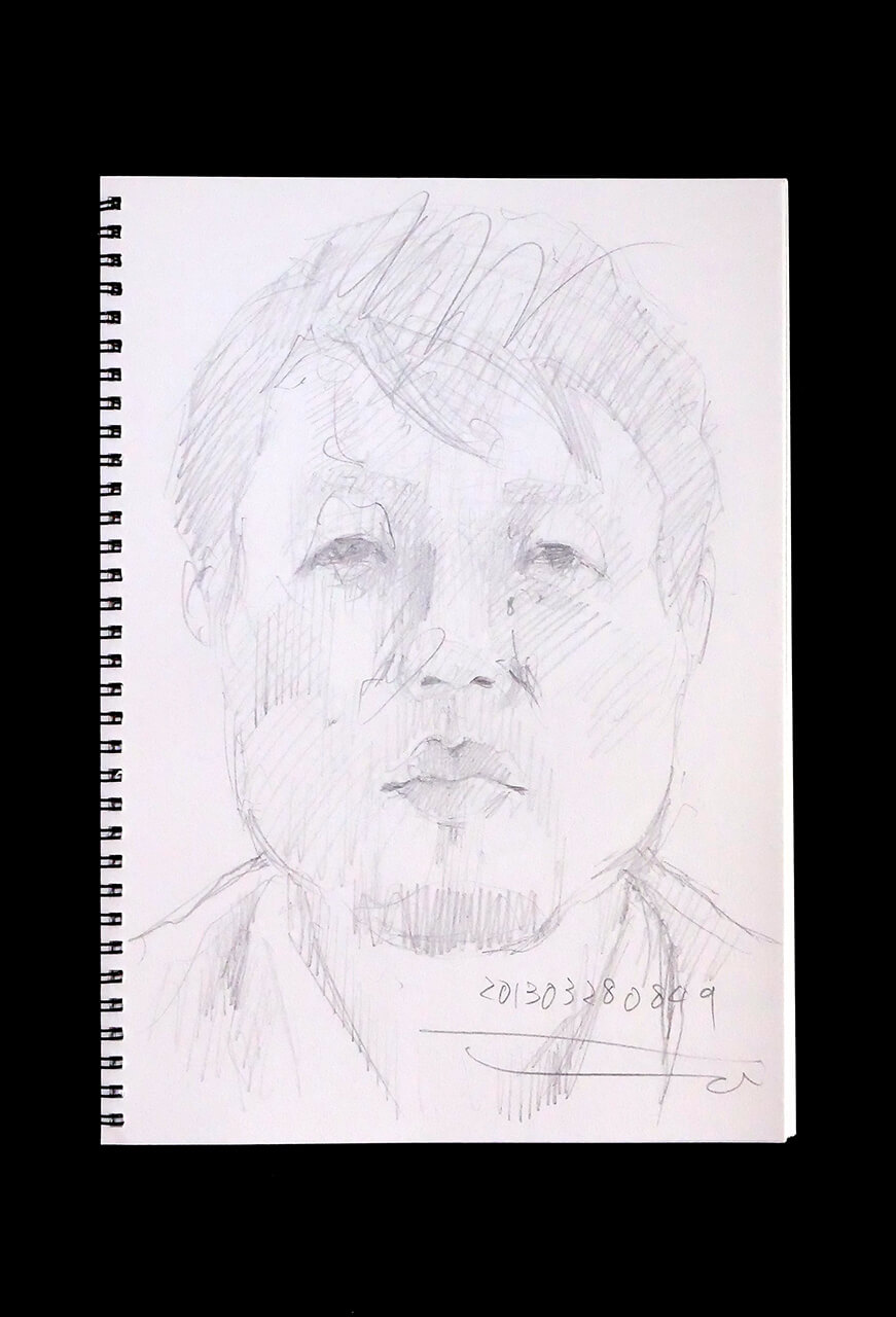 Contemporary artist SHINTAKU Tomoni's 2013/3/28 Self-portrait or pencil drawing