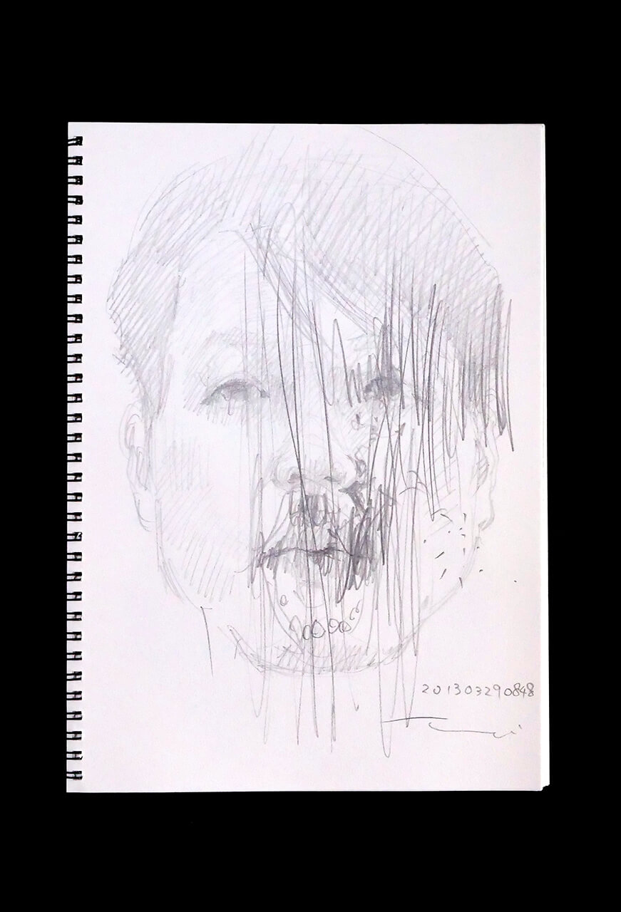 Contemporary artist SHINTAKU Tomoni's 2013/3/29 Self-portrait or pencil drawing
