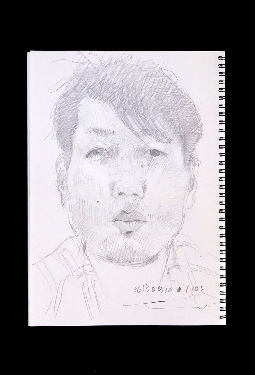 Contemporary artist SHINTAKU Tomoni's 2013/3/30 Self-portrait or pencil drawing