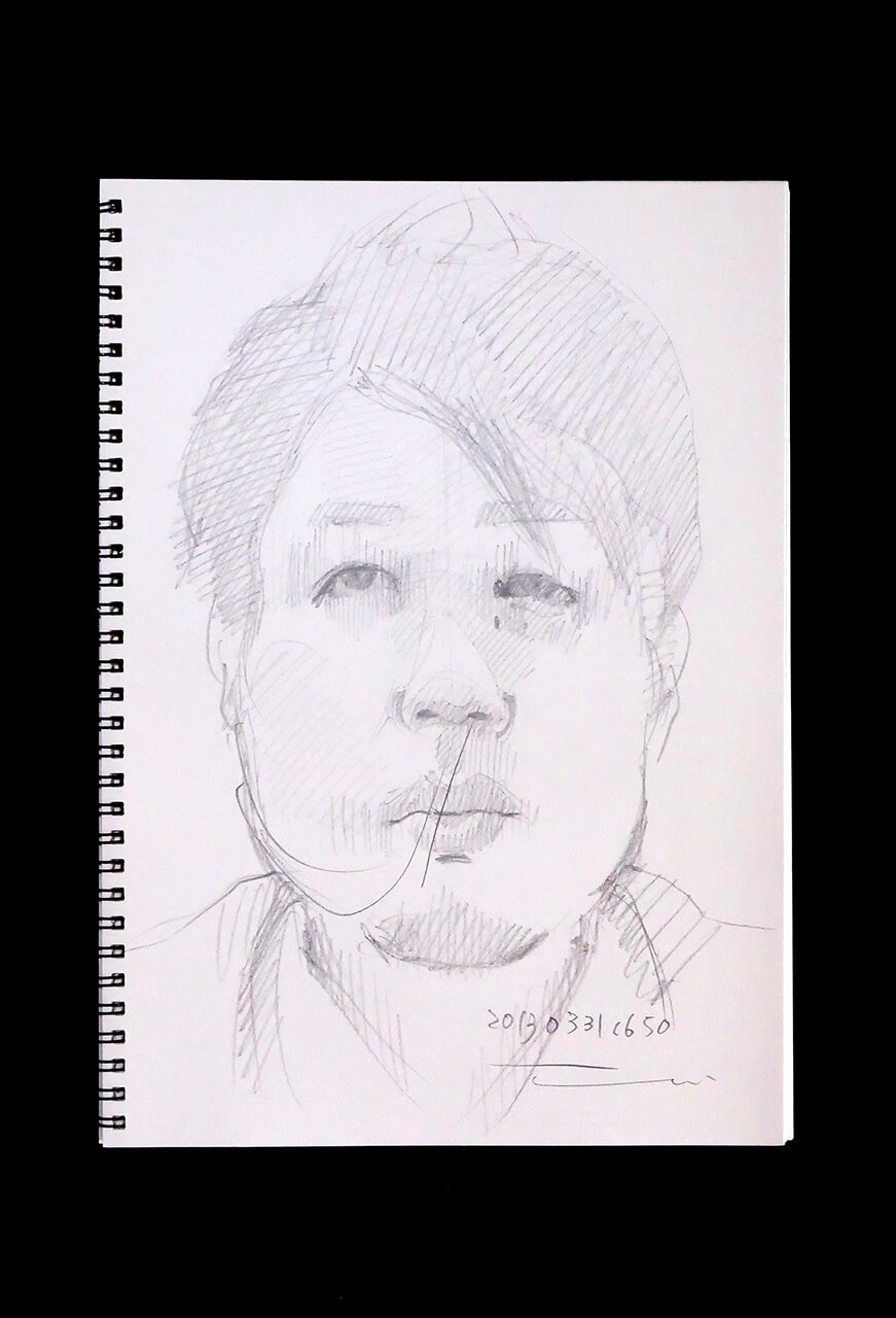 Contemporary artist SHINTAKU Tomoni's 2013/3/31 Self-portrait or pencil drawing