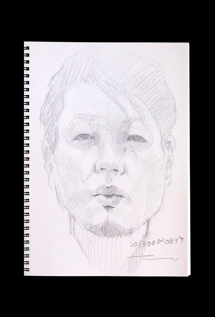Contemporary artist SHINTAKU Tomoni's 2013/4/2 Self-portrait or pencil drawing
