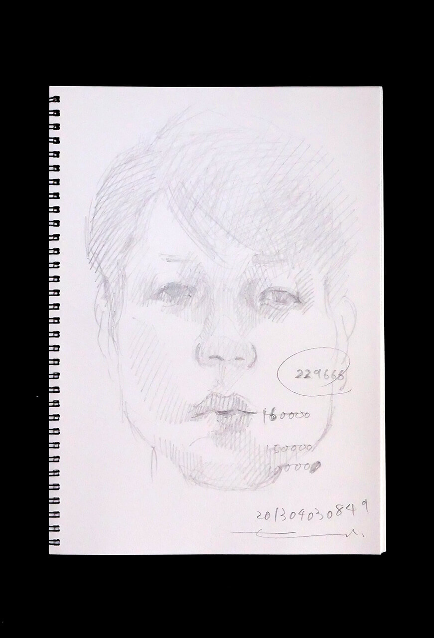 Contemporary artist SHINTAKU Tomoni's 2013/4/3 Self-portrait or pencil drawing