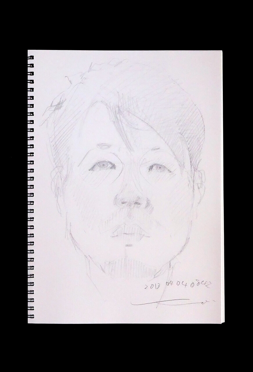 Contemporary artist SHINTAKU Tomoni's 2013/4/4 Self-portrait or pencil drawing