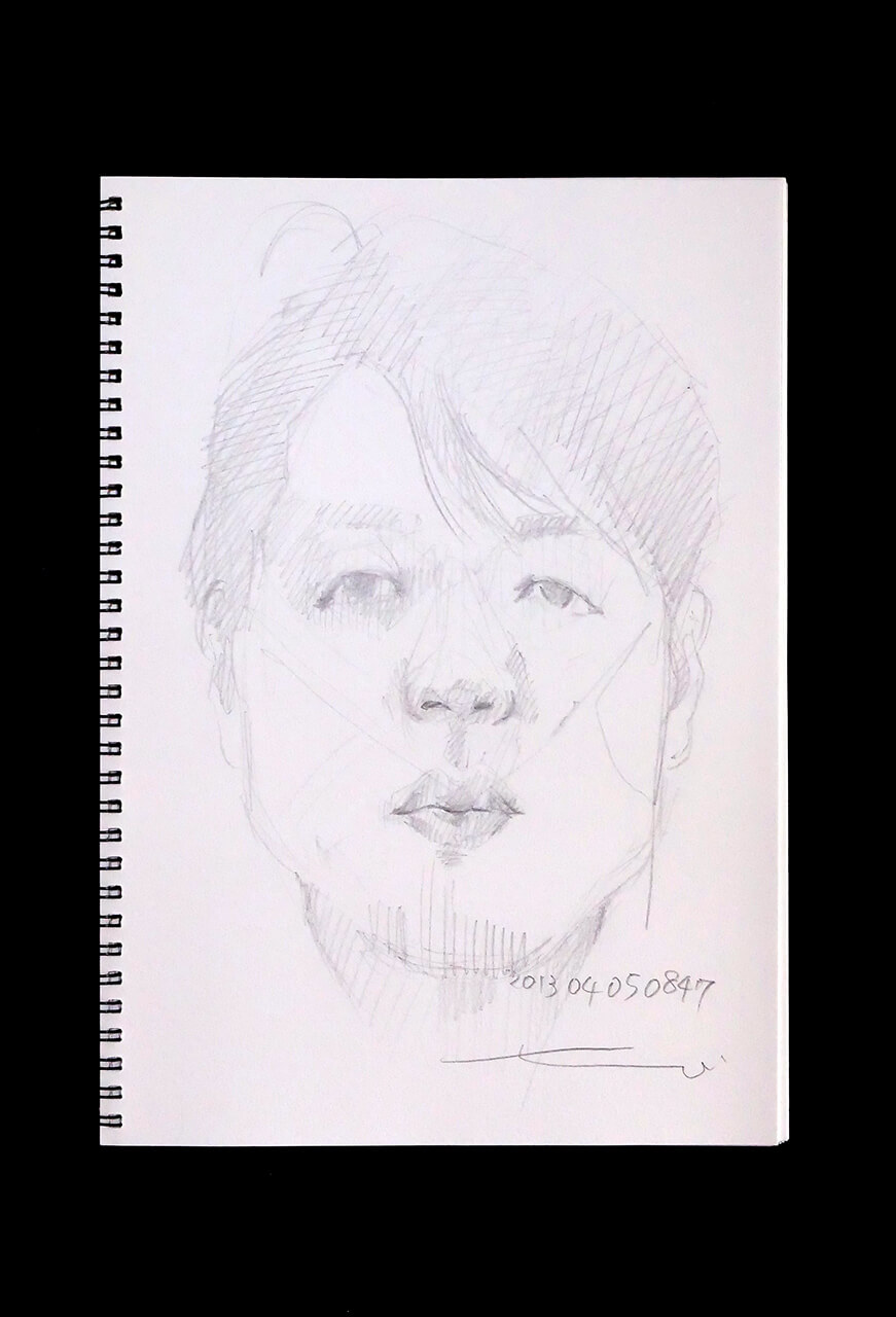Contemporary artist SHINTAKU Tomoni's 2013/4/5 Self-portrait or pencil drawing