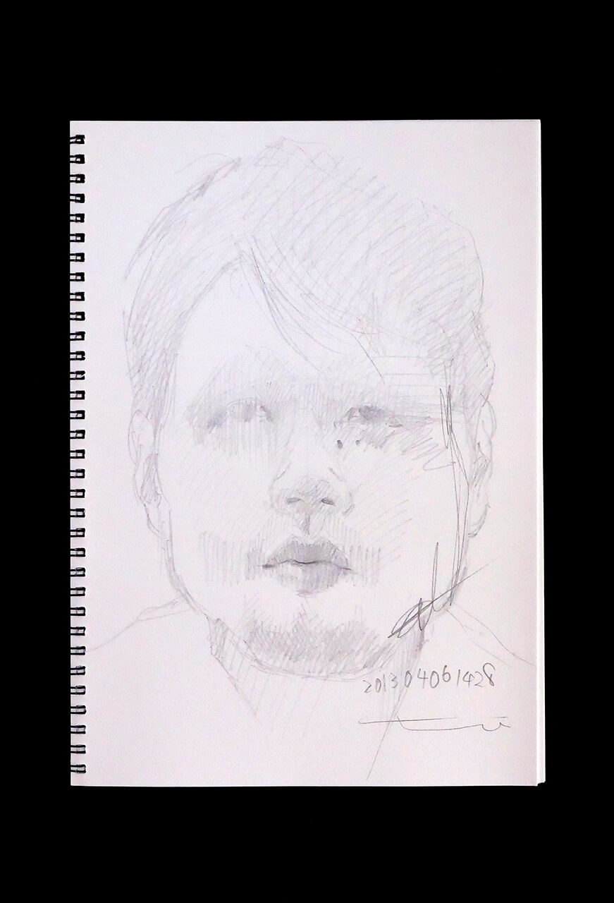 Contemporary artist SHINTAKU Tomoni's 2013/4/6 Self-portrait or pencil drawing