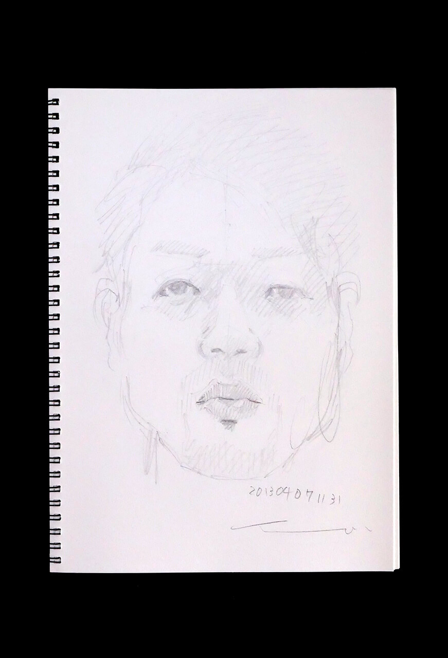 Contemporary artist SHINTAKU Tomoni's 2013/4/7 Self-portrait or pencil drawing