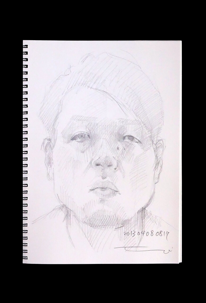 Contemporary artist SHINTAKU Tomoni's 2013/4/8 Self-portrait or pencil drawing