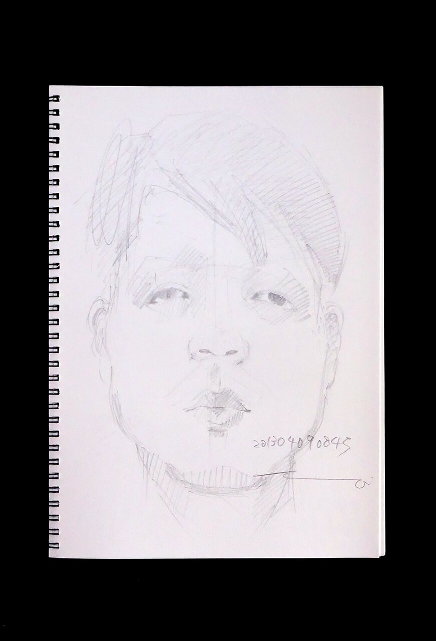 Contemporary artist SHINTAKU Tomoni's 2013/4/9 Self-portrait or pencil drawing