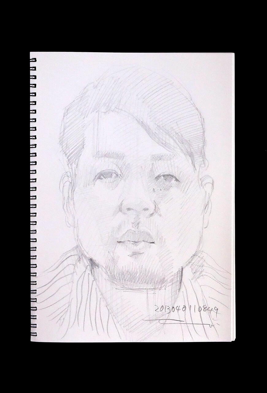 Contemporary artist SHINTAKU Tomoni's 2013/4/11 Self-portrait or pencil drawing