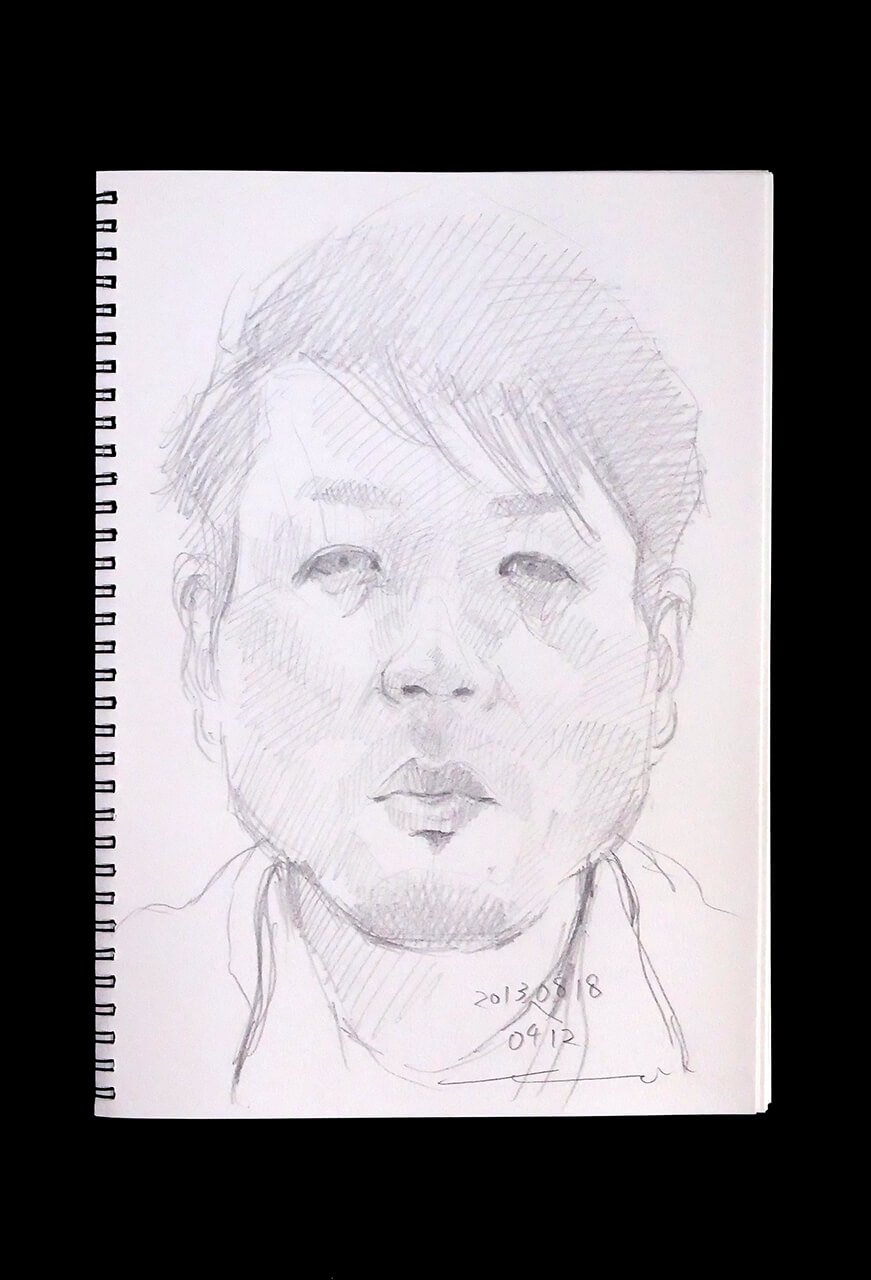 Contemporary artist SHINTAKU Tomoni's 2013/4/12 Self-portrait or pencil drawing
