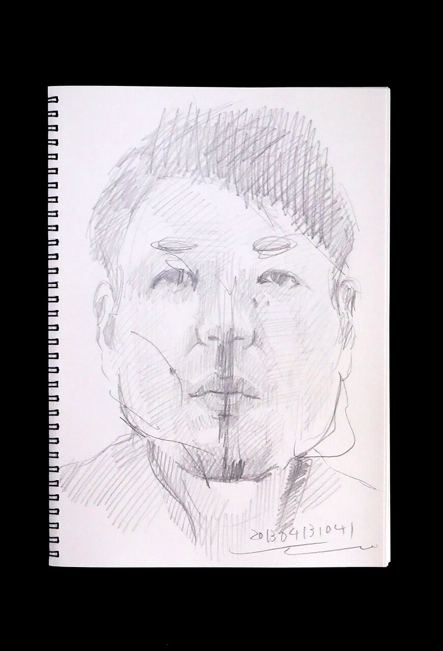 Contemporary artist SHINTAKU Tomoni's 2013/4/13 Self-portrait or pencil drawing