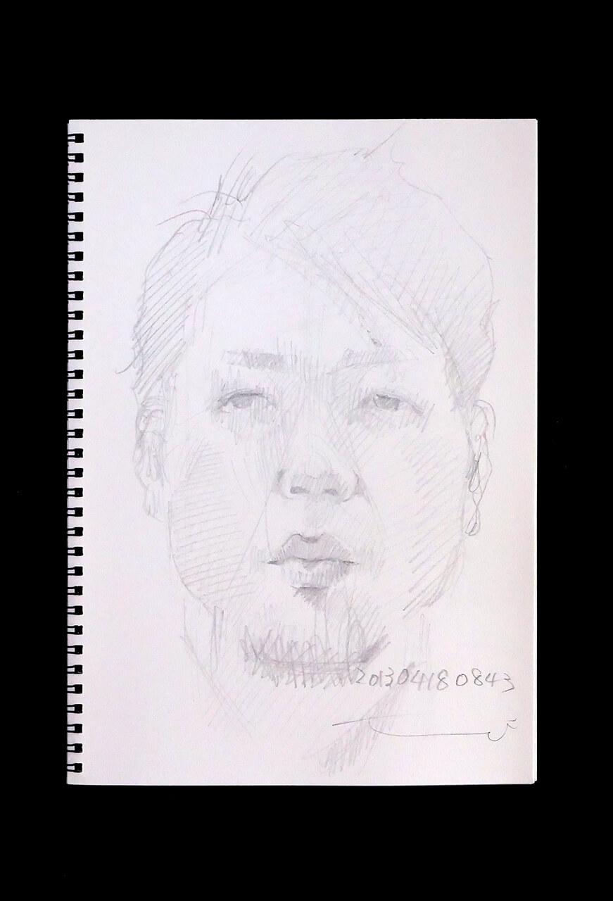Contemporary artist SHINTAKU Tomoni's 2013/4/18 Self-portrait or pencil drawing