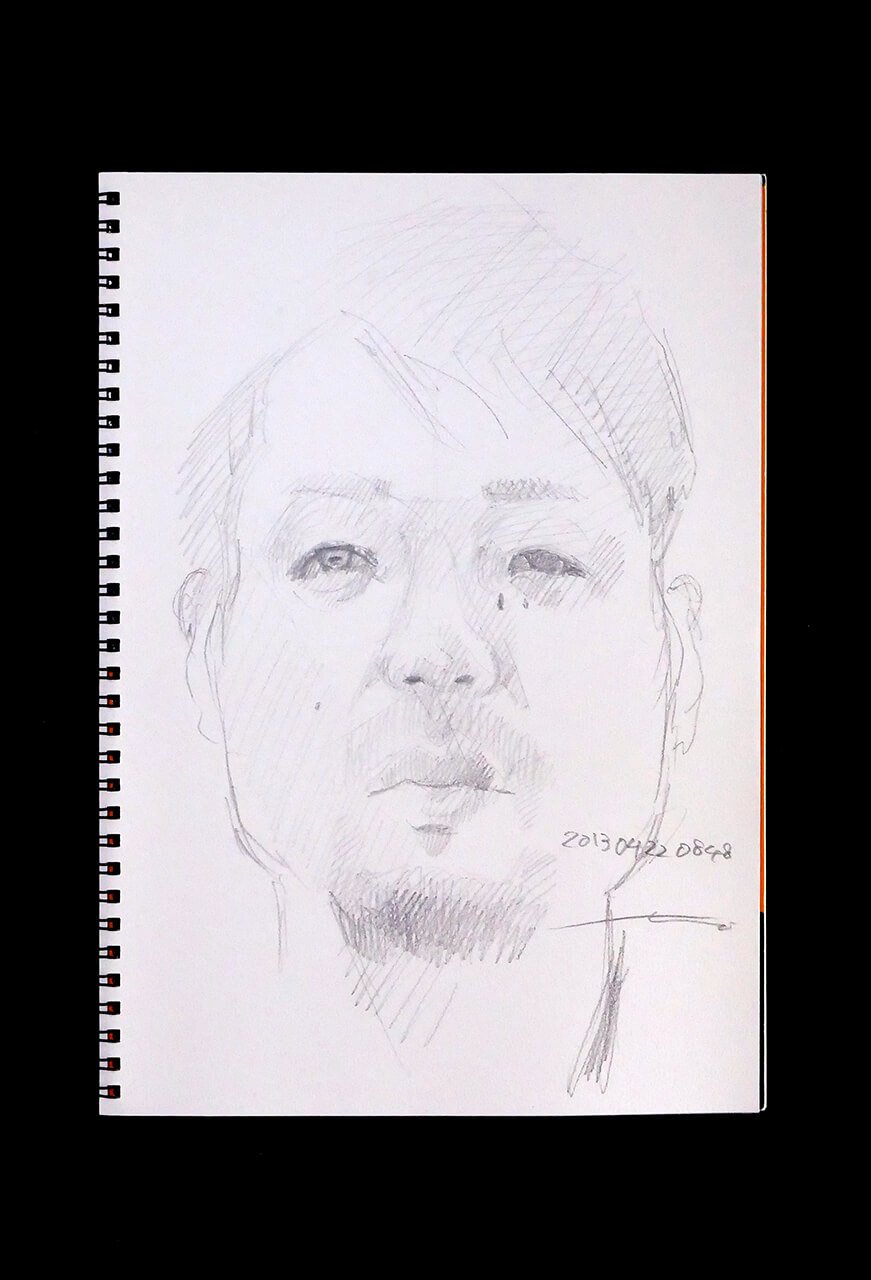 Contemporary artist SHINTAKU Tomoni's 2013/4/22 Self-portrait or pencil drawing