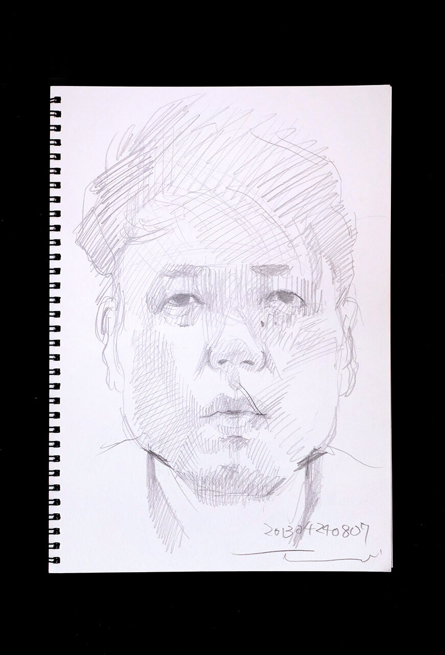 Contemporary artist SHINTAKU Tomoni's 2013/4/24 Self-portrait or pencil drawing