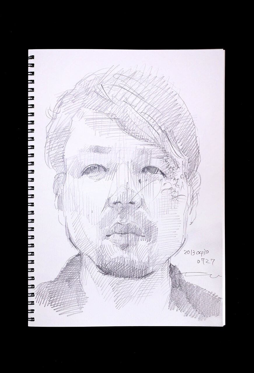 Contemporary artist SHINTAKU Tomoni's 2013/4/30 Self-portrait or pencil drawing