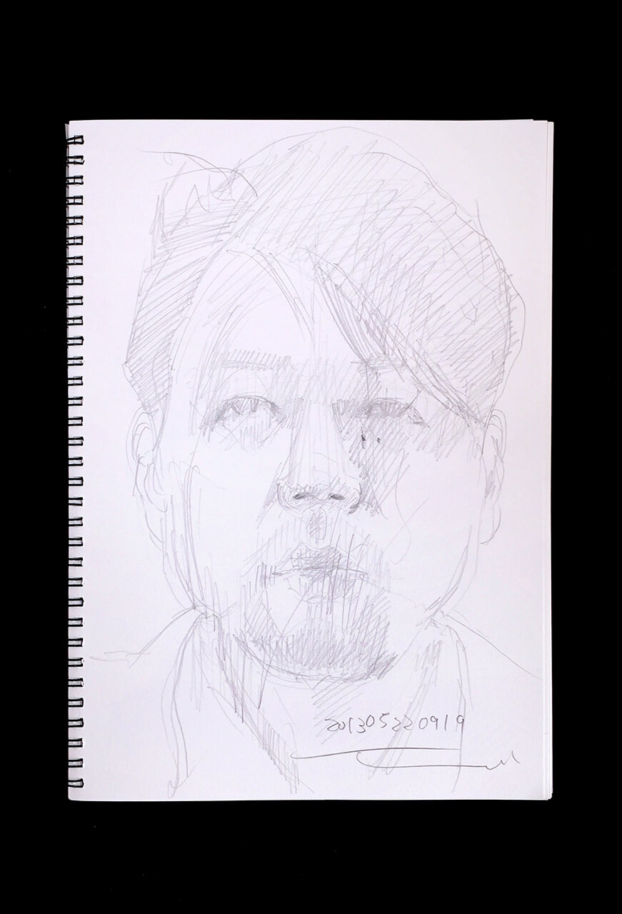 Contemporary artist SHINTAKU Tomoni's 2013/5/22 Self-portrait or pencil drawing