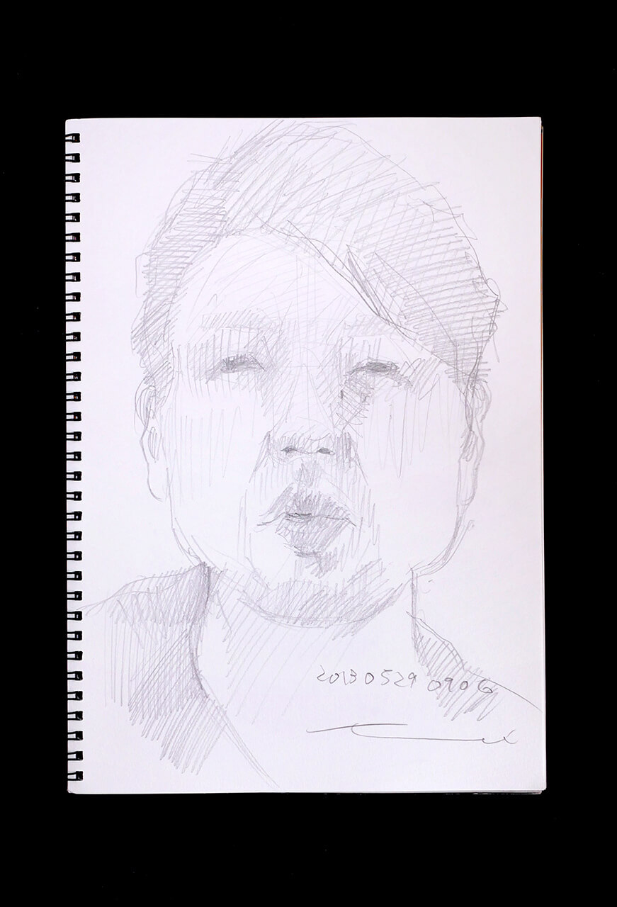 Contemporary artist SHINTAKU Tomoni's 2013/5/29 Self-portrait or pencil drawing