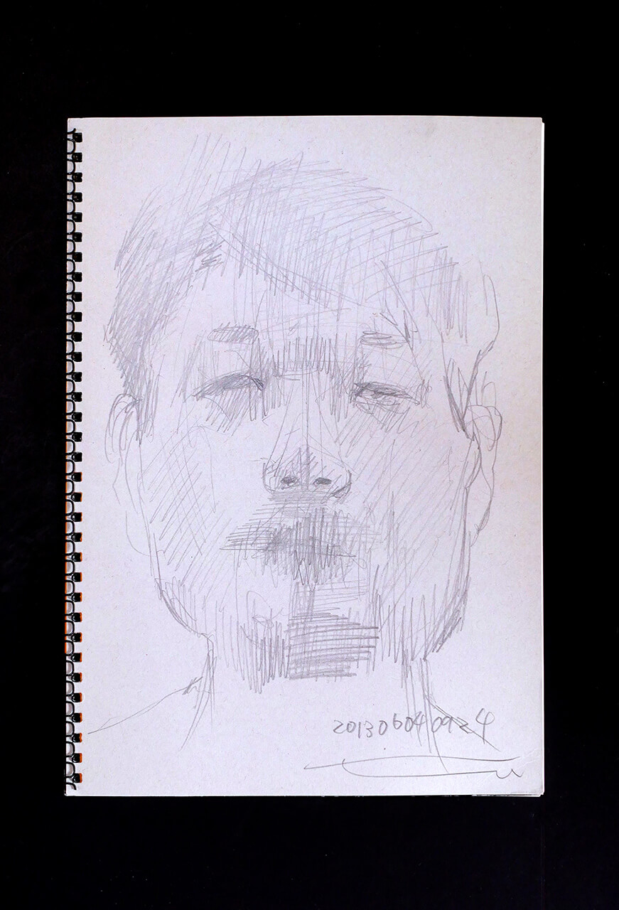 Contemporary artist SHINTAKU Tomoni's 2013/6/4 Self-portrait or pencil drawing