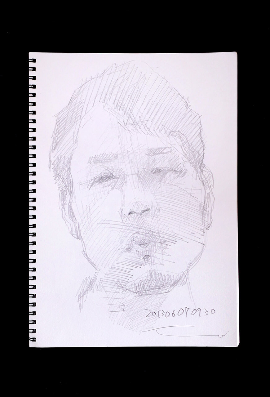 Contemporary artist SHINTAKU Tomoni's 2013/6/7 Self-portrait or pencil drawing