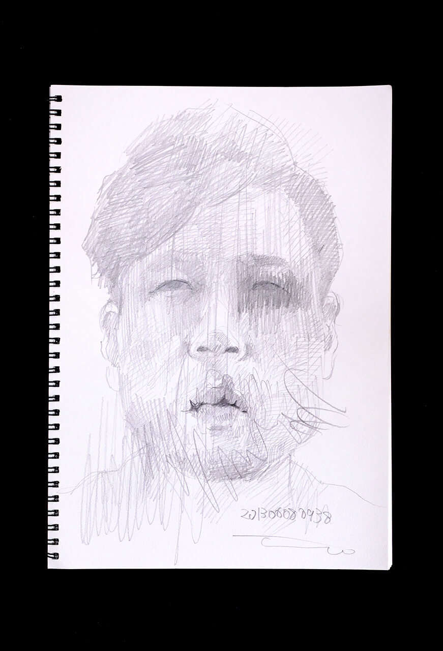 Contemporary artist SHINTAKU Tomoni's 2013/6/8 Self-portrait or pencil drawing