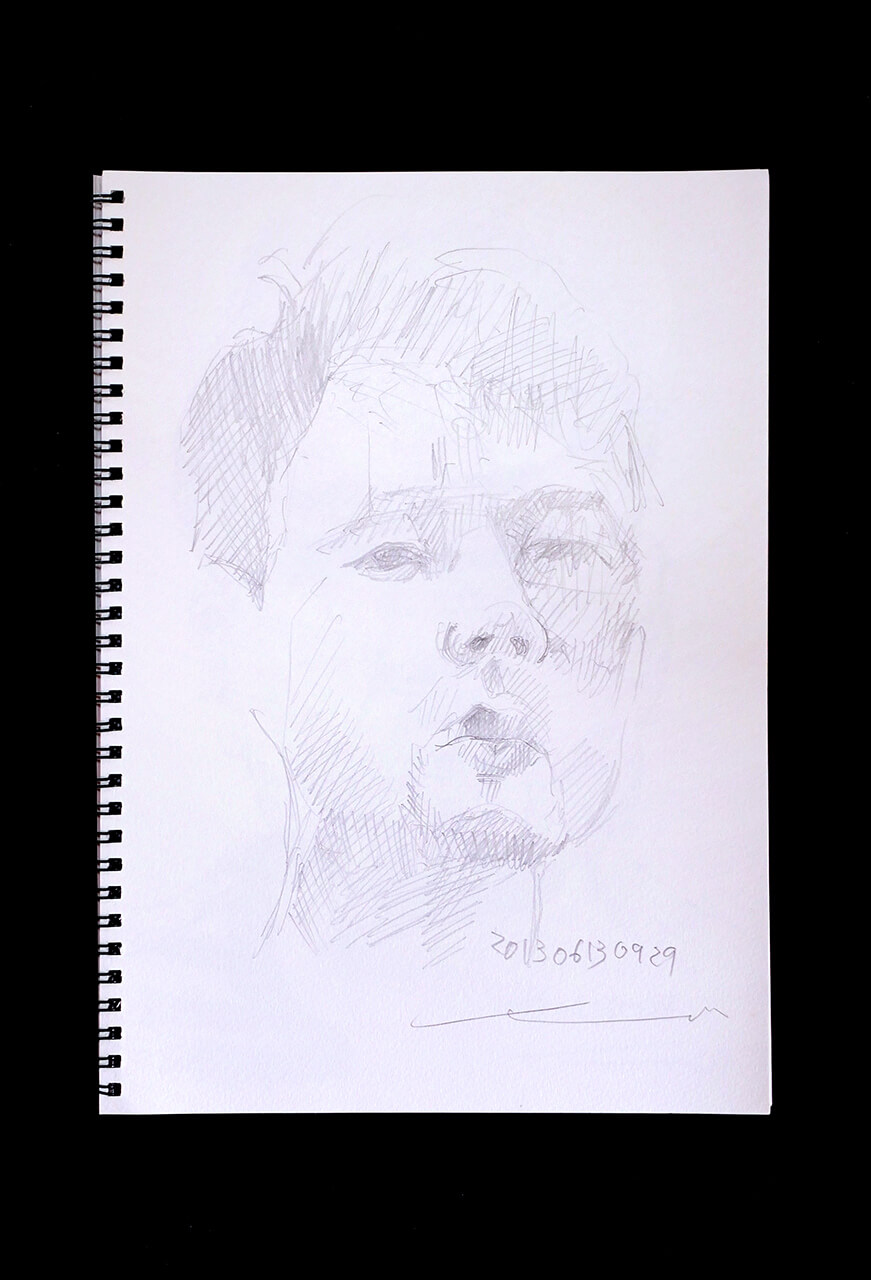 Contemporary artist SHINTAKU Tomoni's 2013/6/13 Self-portrait or pencil drawing