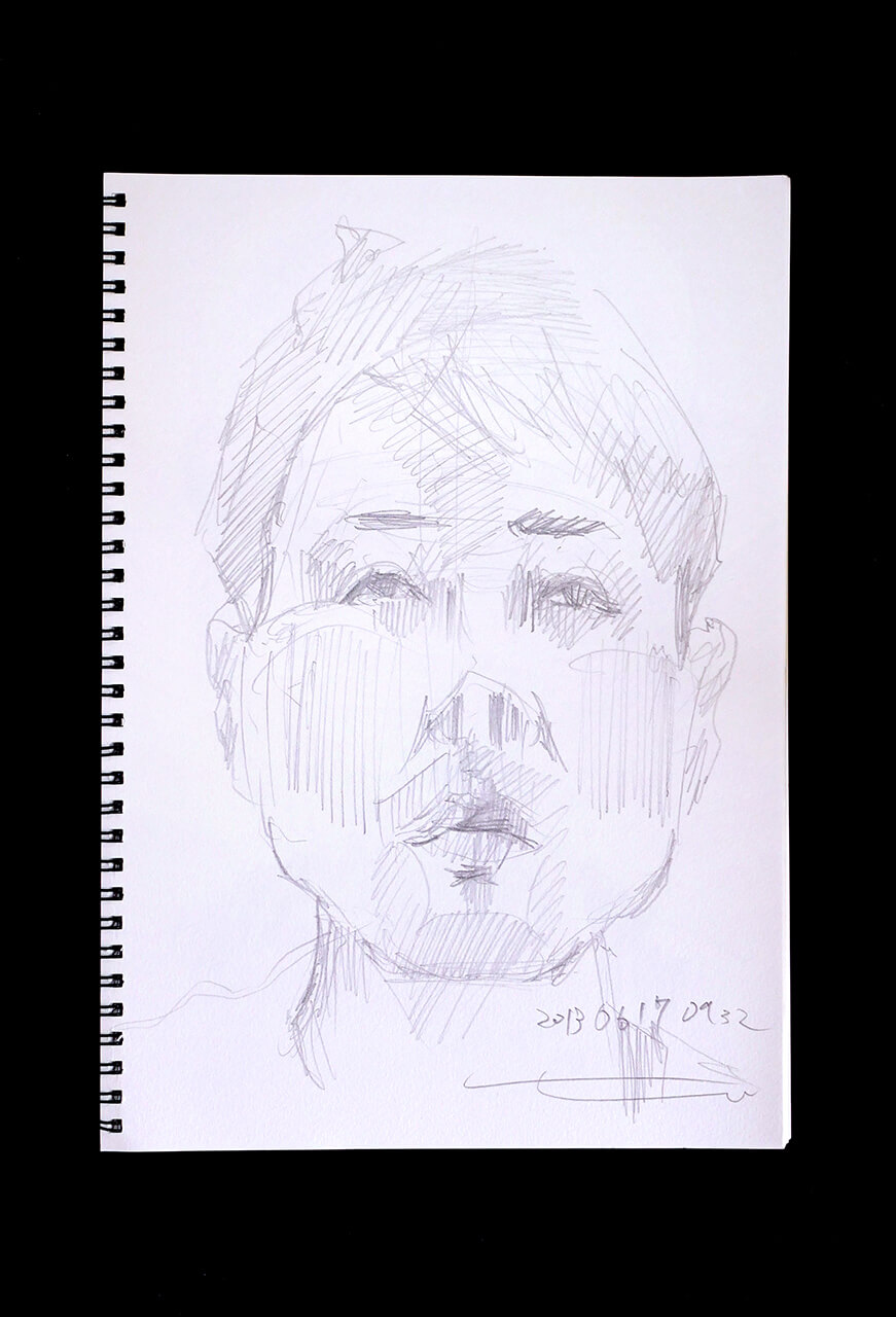 Contemporary artist SHINTAKU Tomoni's 2013/6/17 Self-portrait or pencil drawing