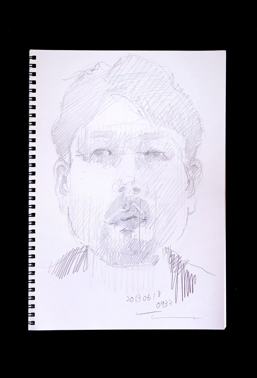 Contemporary artist SHINTAKU Tomoni's 2013/6/18 Self-portrait or pencil drawing