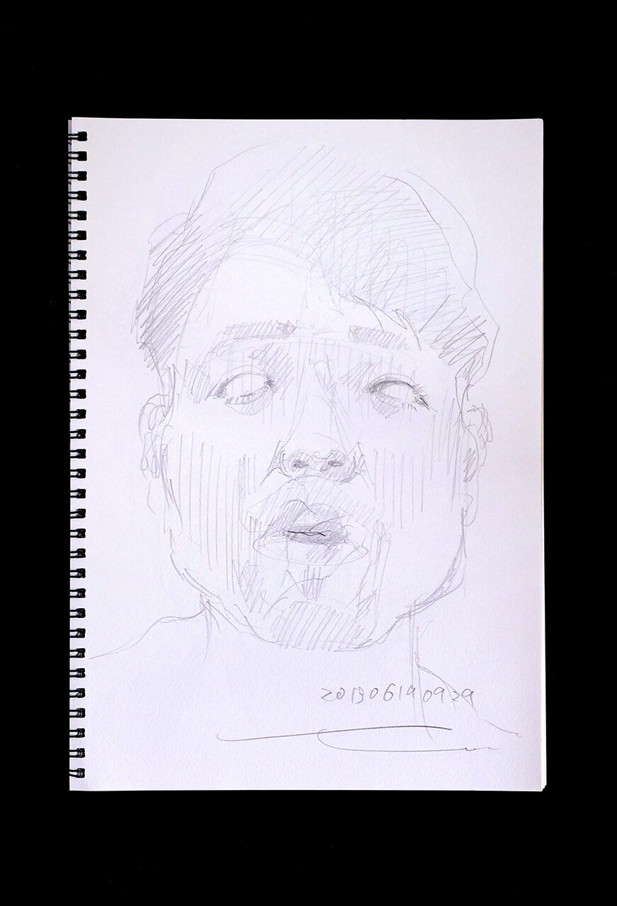 Contemporary artist SHINTAKU Tomoni's 2013/6/19 Self-portrait or pencil drawing