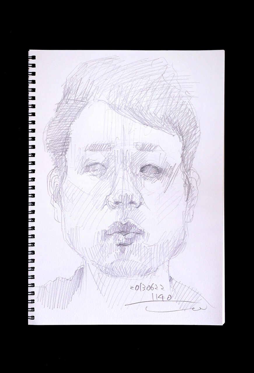 Contemporary artist SHINTAKU Tomoni's 2013/6/22 Self-portrait or pencil drawing