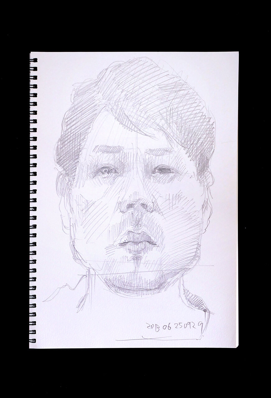 Contemporary artist SHINTAKU Tomoni's 2013/6/25 Self-portrait or pencil drawing