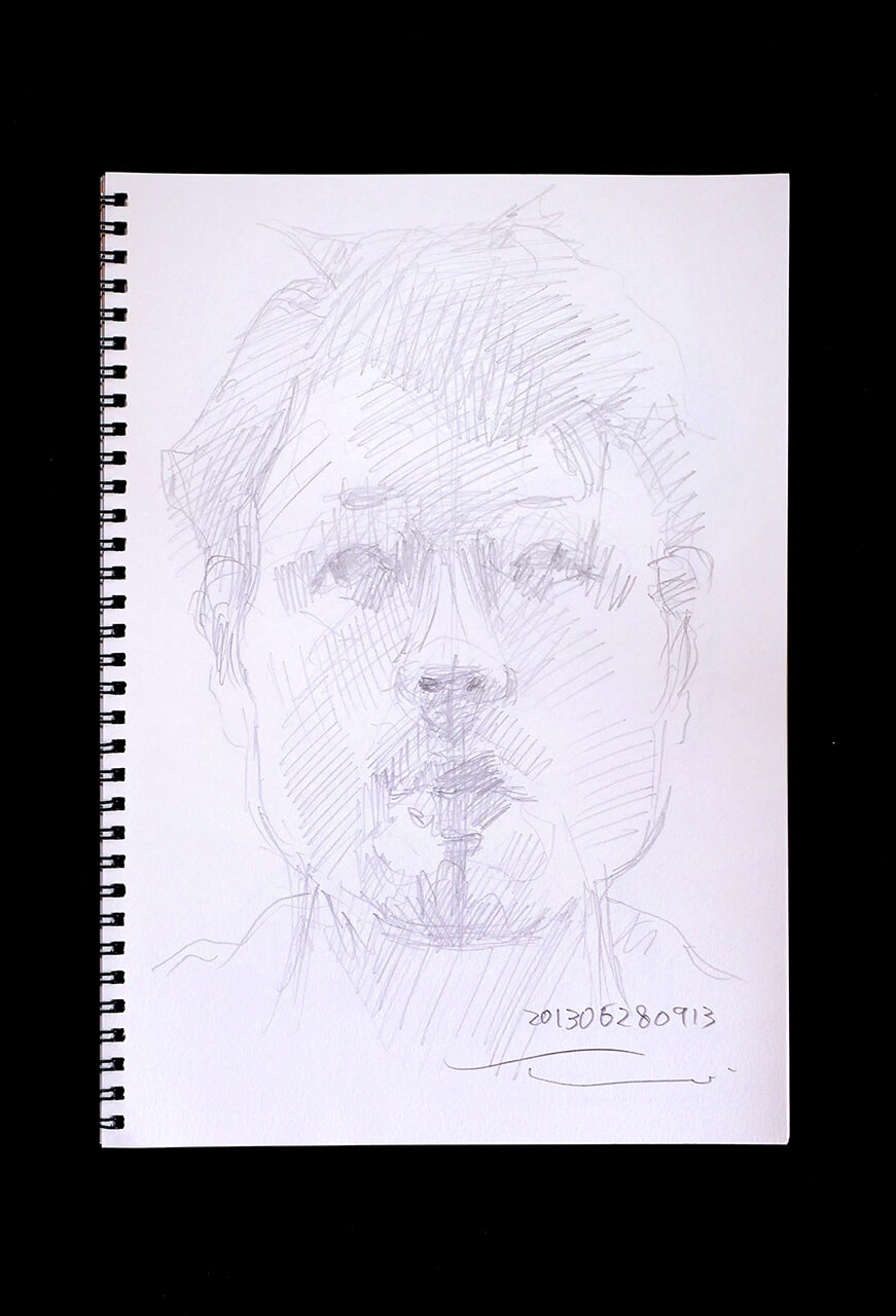Contemporary artist SHINTAKU Tomoni's 2013/6/28 Self-portrait or pencil drawing