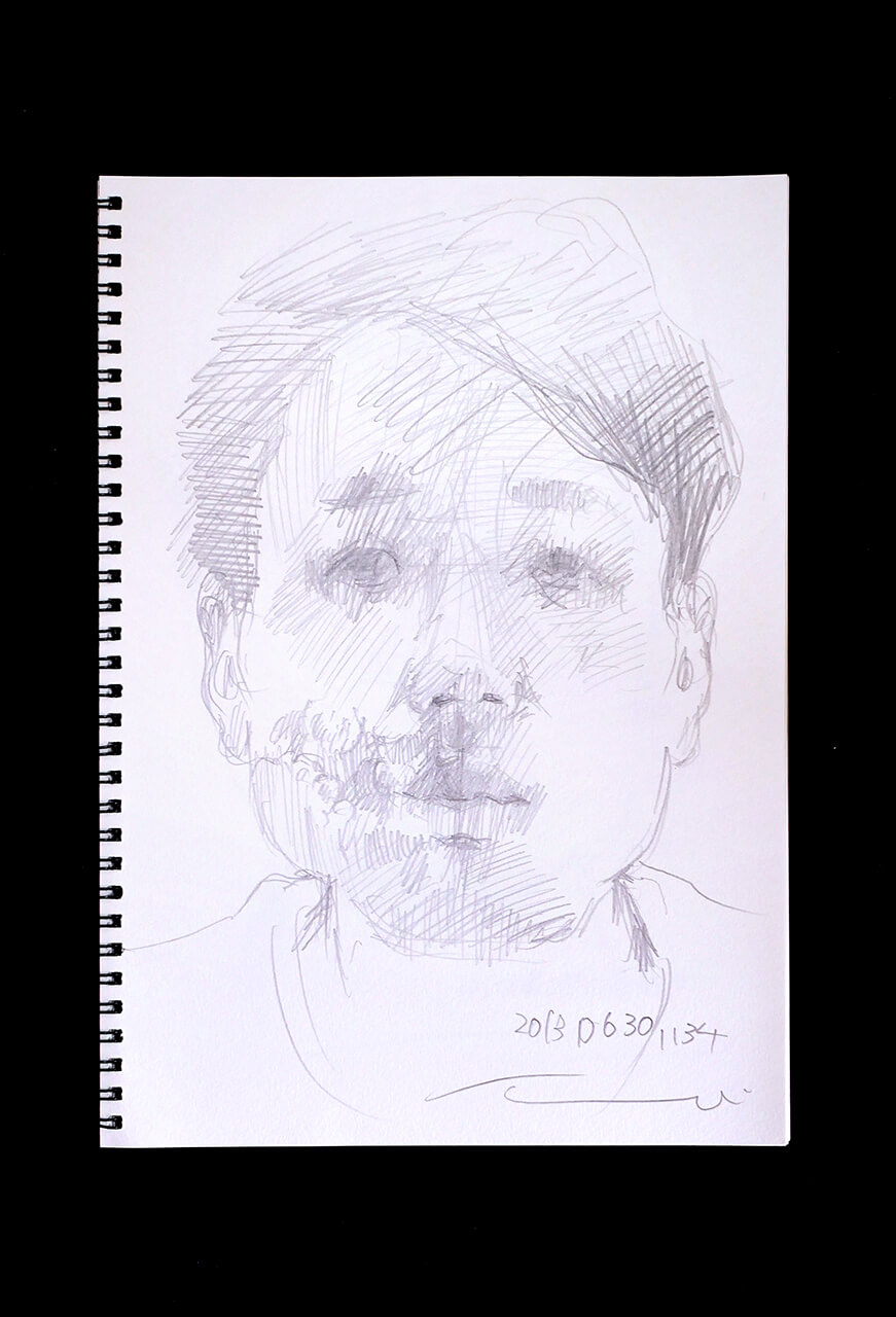 Contemporary artist SHINTAKU Tomoni's 2013/6/30 Self-portrait or pencil drawing