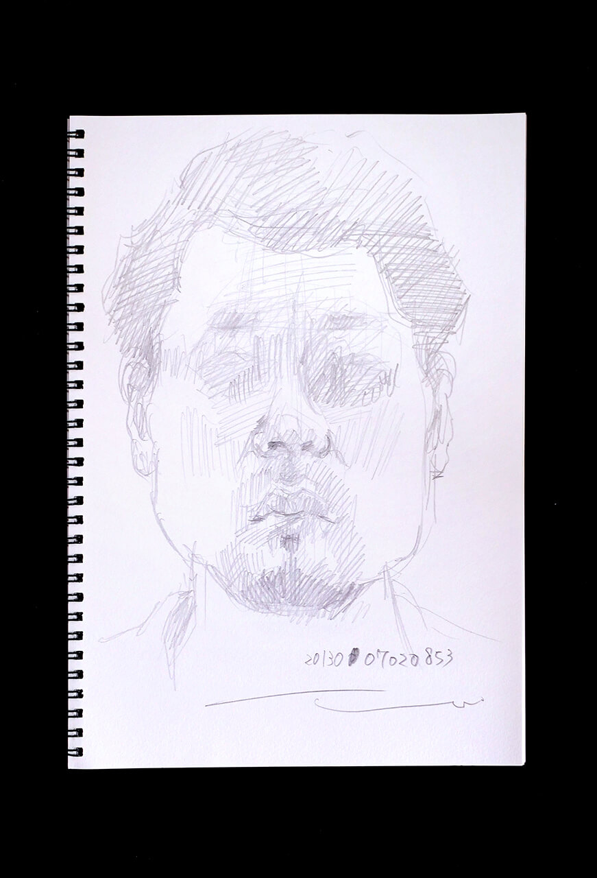 Contemporary artist SHINTAKU Tomoni's 2013/7/2 Self-portrait or pencil drawing