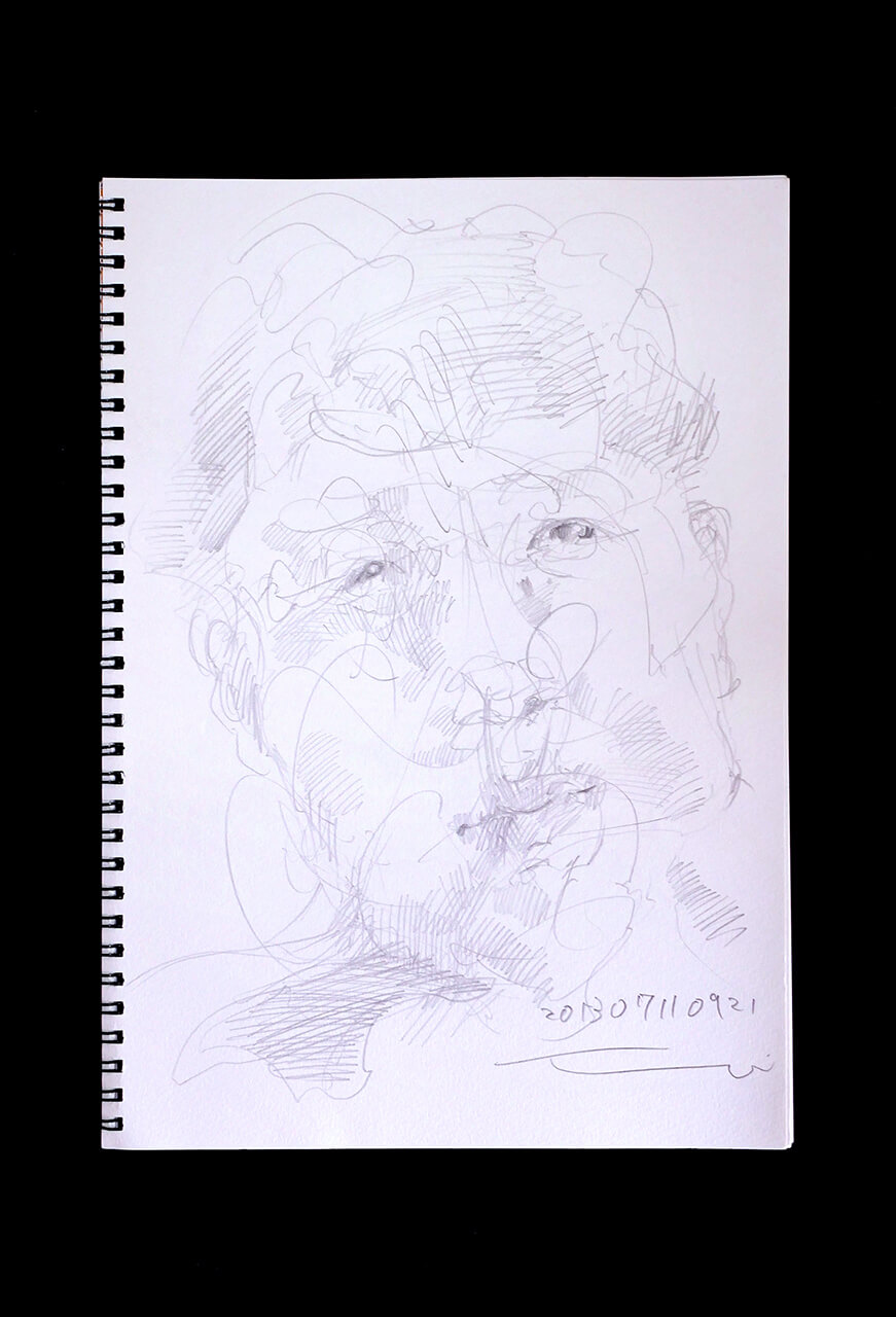 Contemporary artist SHINTAKU Tomoni's 2013/7/11 Self-portrait or pencil drawing
