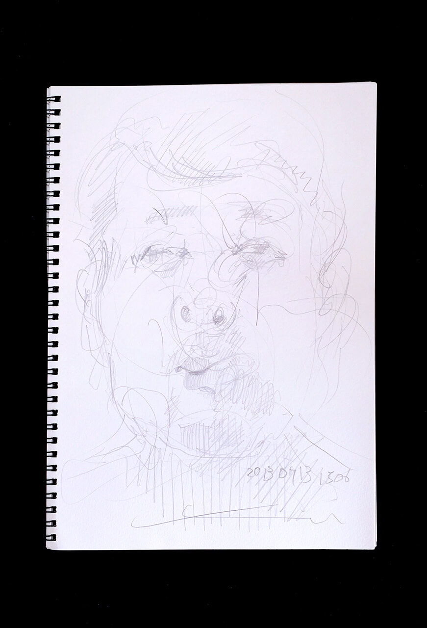 Contemporary artist SHINTAKU Tomoni's 2013/7/13 Self-portrait or pencil drawing