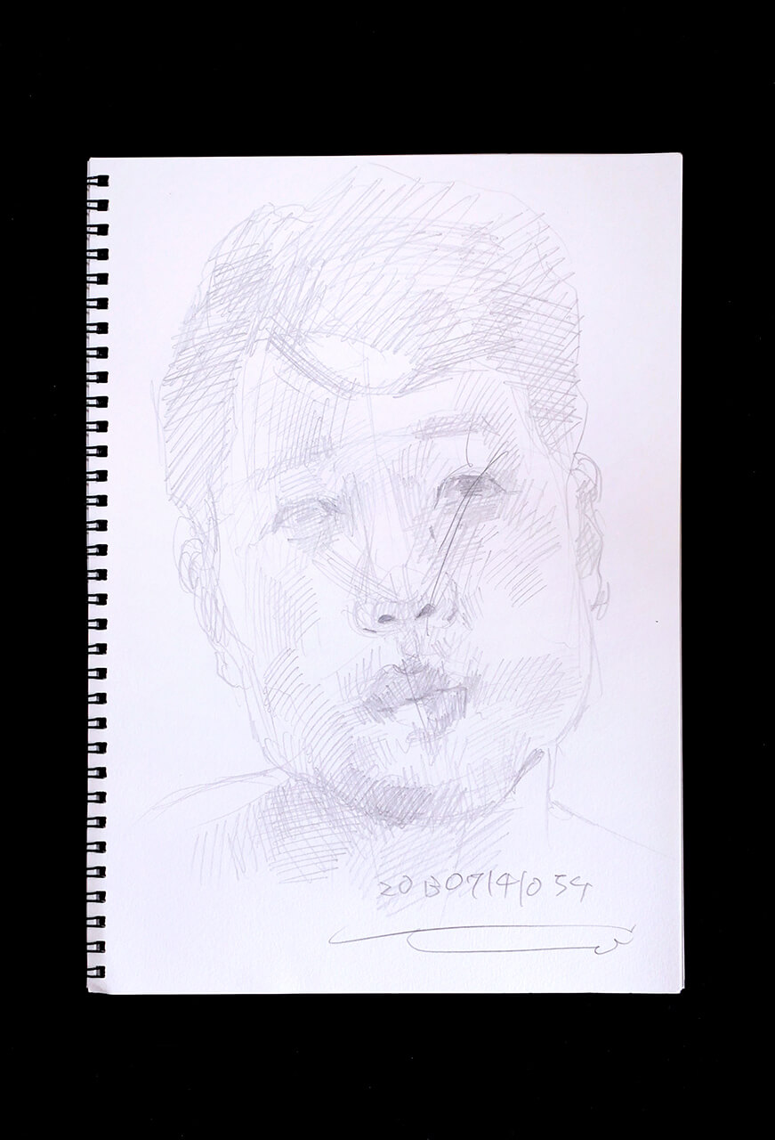 Contemporary artist SHINTAKU Tomoni's 2013/7/14 Self-portrait or pencil drawing