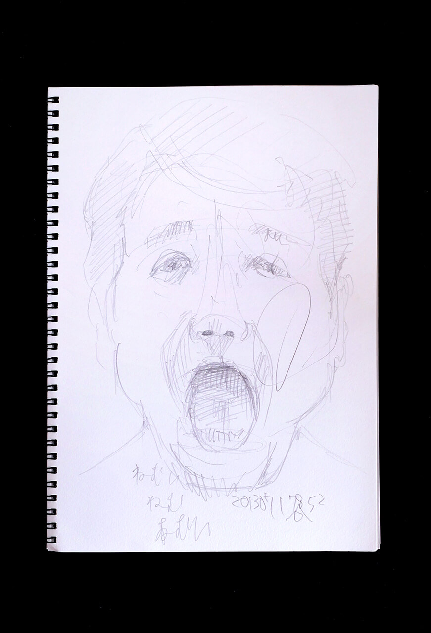 Contemporary artist SHINTAKU Tomoni's 2013/7/17 Self-portrait or pencil drawing