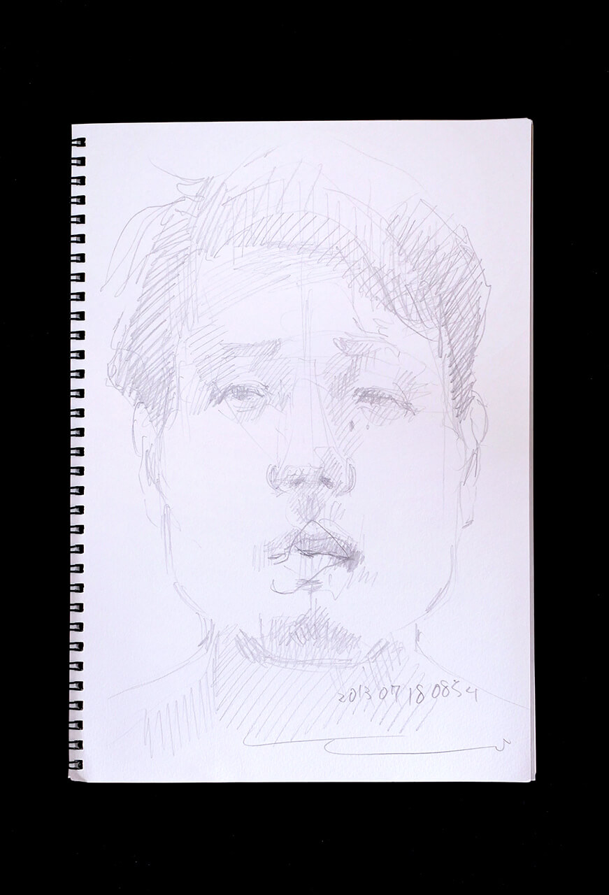 Contemporary artist SHINTAKU Tomoni's 2013/7/18 Self-portrait or pencil drawing