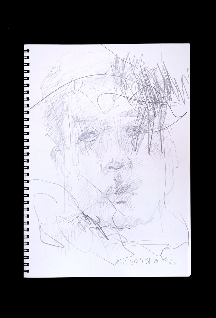 Contemporary artist SHINTAKU Tomoni's 2013/7/31 Self-portrait or pencil drawing