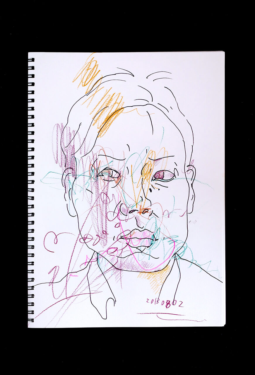 Contemporary artist SHINTAKU Tomoni's 2013/8/2 Self-portrait or pencil drawing