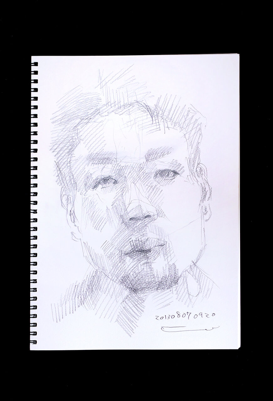 Contemporary artist SHINTAKU Tomoni's 2013/8/7 Self-portrait or pencil drawing