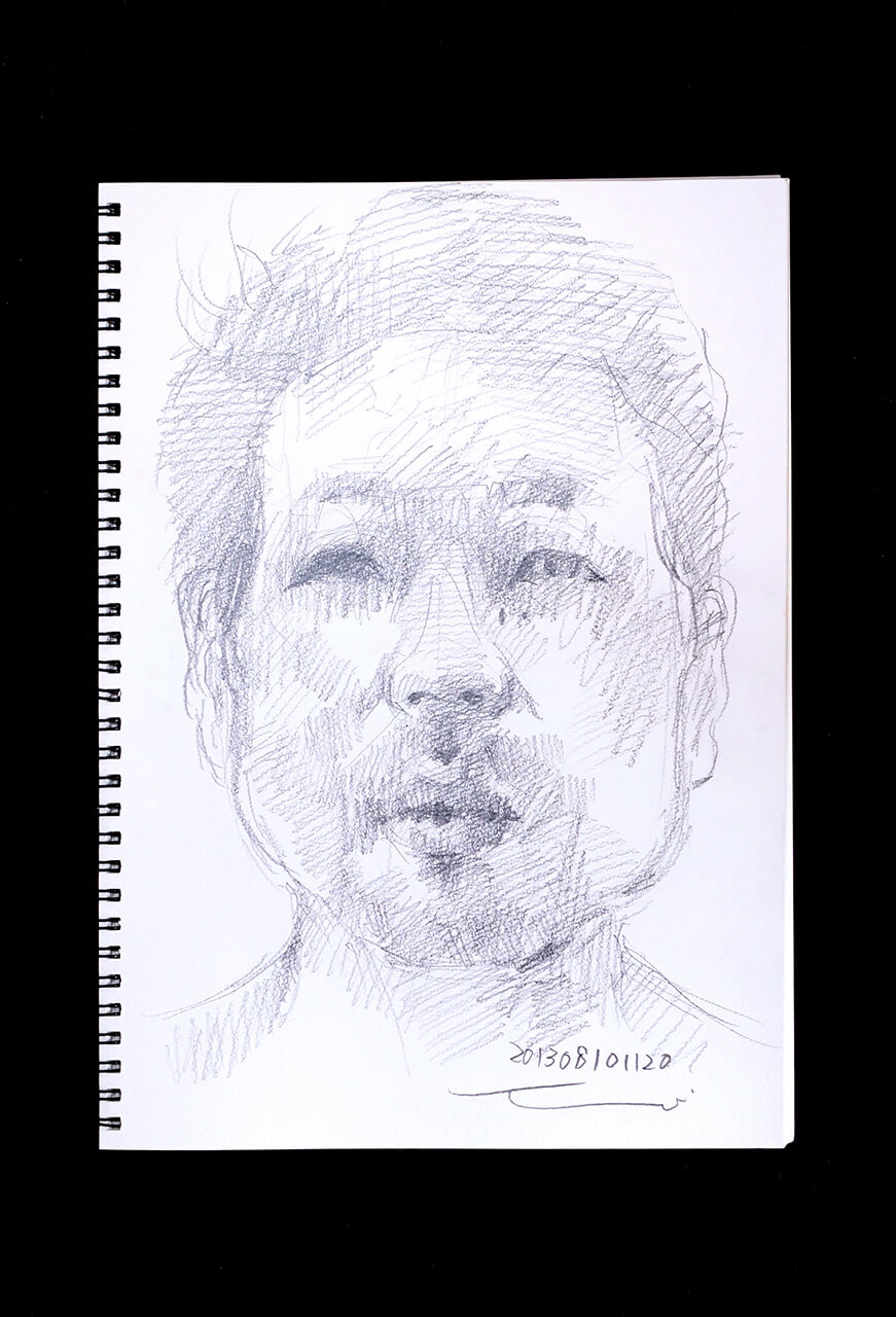 Contemporary artist SHINTAKU Tomoni's 2013/8/10 Self-portrait or pencil drawing