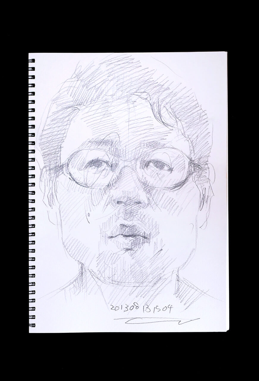 Contemporary artist SHINTAKU Tomoni's 2013/8/13 Self-portrait or pencil drawing