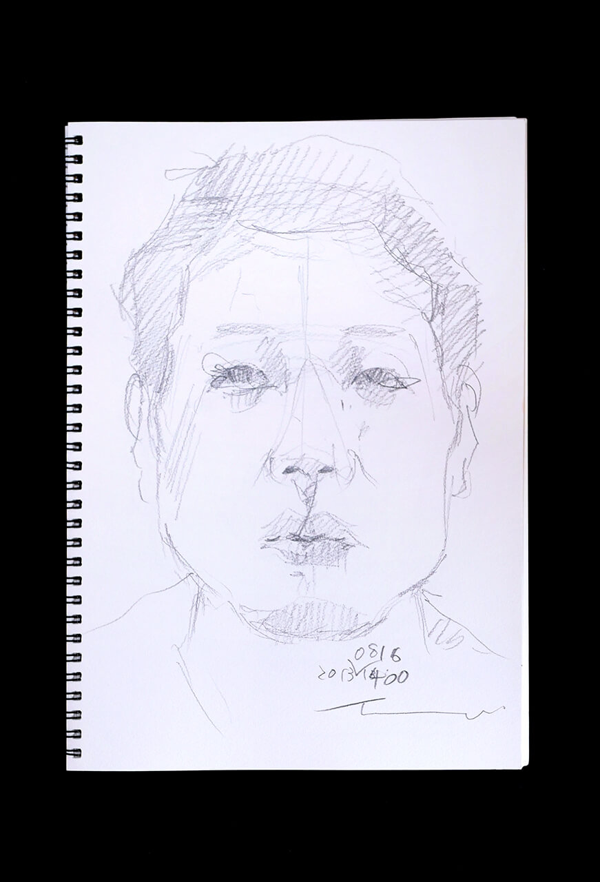 Contemporary artist SHINTAKU Tomoni's 2013/8/16 Self-portrait or pencil drawing