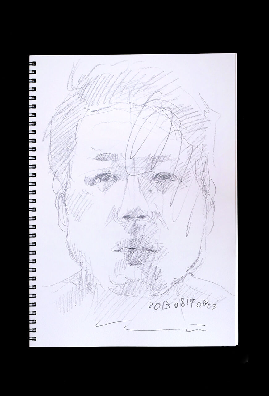 Contemporary artist SHINTAKU Tomoni's 2013/8/17 Self-portrait or pencil drawing