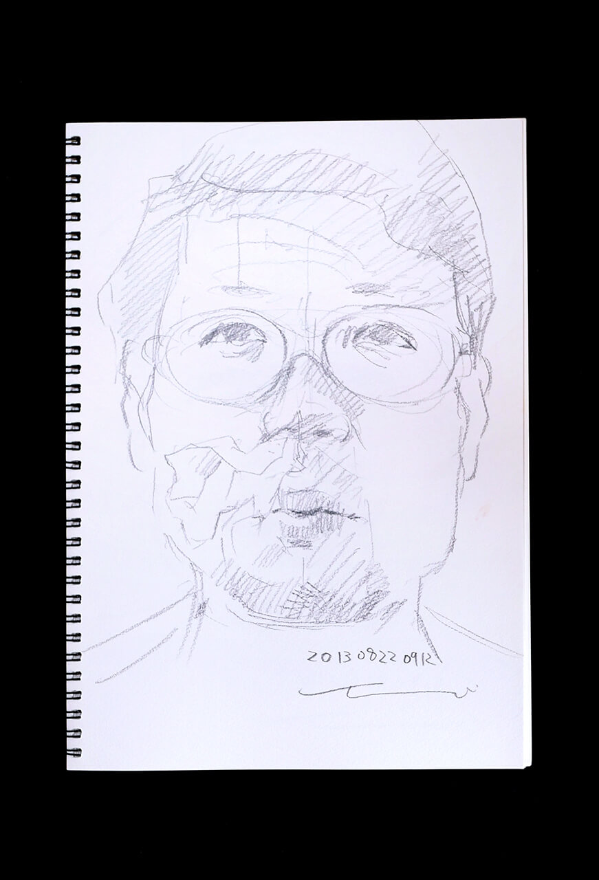 Contemporary artist SHINTAKU Tomoni's 2013/8/22 Self-portrait or pencil drawing